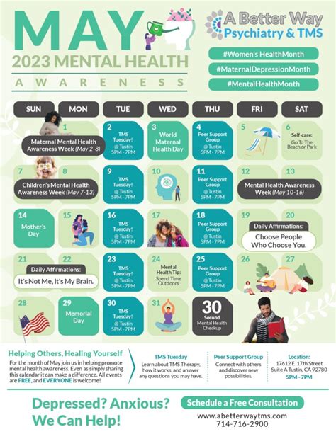 2023 Mental Health Awareness Calendar - A Better Way TMS