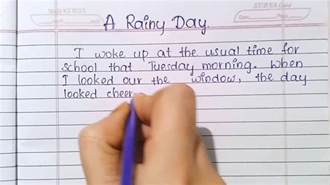 A Rainy Day || Descriptive writing || Neat Handwriting ...