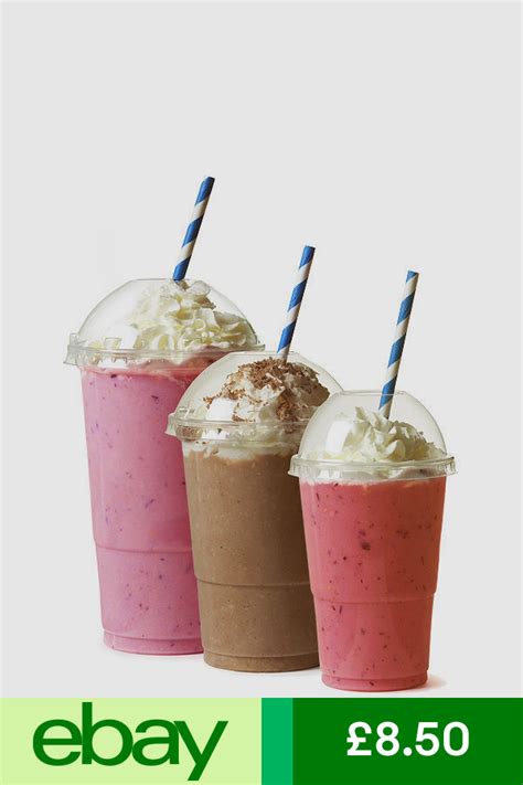 Smoothie Milkshake Plastic recyclable Cups with Dome Lids - Sweet Pots | eBay | Smoothie cup ...