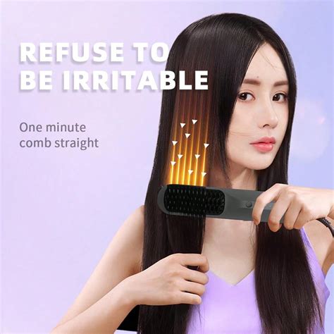 Wireless Portable And Fast-Heating Hair Straightener Comb With High Appearance, No Damage To ...