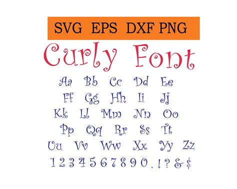 Curly Font alphabet in SVG / Eps / Dxf / Jpg files INSTANT | Etsy