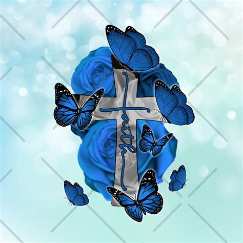 Faith Cross Butterflies Butterfly and Blue Roses Sunflowers - Etsy