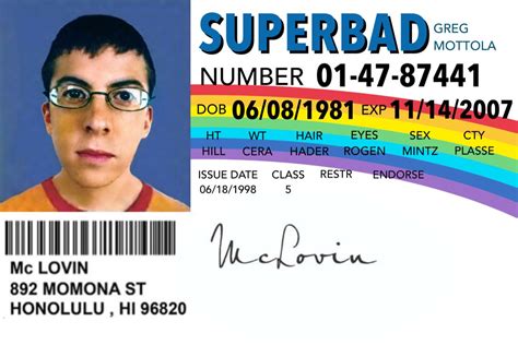 Superbad (2007) McLovin ID Poster | Imagenes para reirse, Bromas a amigos, Imágenes divertidas