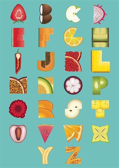 Fruity Alphabet on Behance | Alphabet design, Alphabet illustration, Lettering alphabet