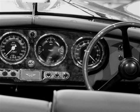 ASTON MARTIN DB3 INTERIOR #20 Black and White Prints - Cars and Roses