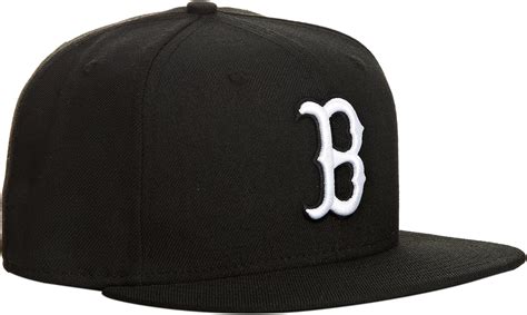 Amazon.com : MLB Boston Red Sox Black with White 59FIFTY Fitted Cap ...