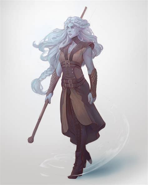 [OC] Genasi monk & mount : characterdrawing