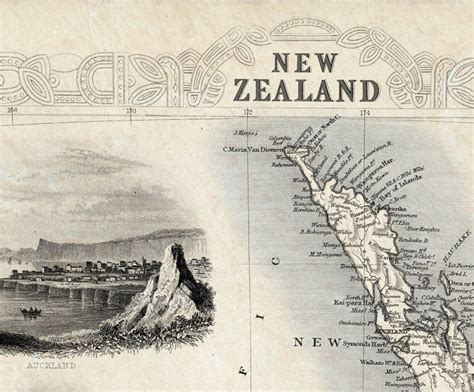 Vintage Map of New Zealand, Old map 1851 - OLD MAPS AND VINTAGE PRINTS