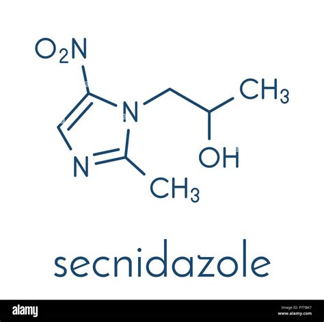 Secnidazole molécula medicamentos antiinfecciosos nitroimidazole (clase). Fórmula esquelética ...