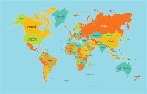 World Map with Countries Names 20548255 Vector Art at Vecteezy