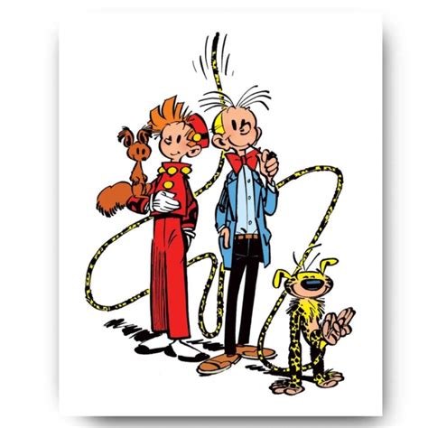 Tableau Spirou - Spirou, Fantasio, Spip et le Marsupilami - 40 x 45 cm - Toiles et tableaux