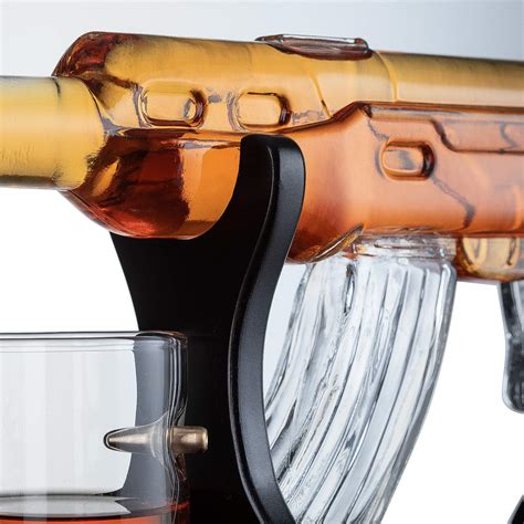 Gun Large Decanter Set Bullet Glasses - Limited Edition Elegant Rifle Gun Whiskey Decanter 22.5 ...