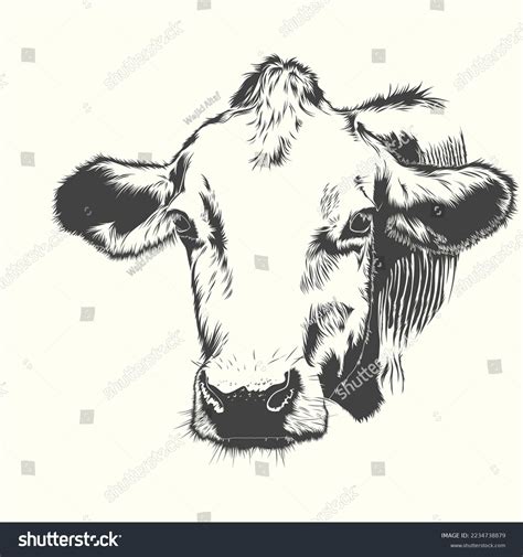 Cow Head Line Art Drawing Vector Stock Vector (Royalty Free) 2234738879 | Shutterstock