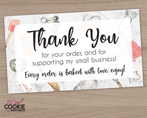 Printable thank You for Your Order and for Supporting My Small Business Bakery Customer Pick up ...