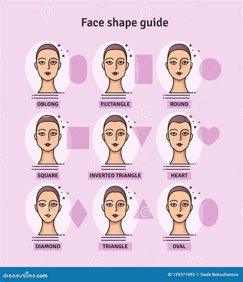 Face Shape Guide. The Set Of Different Types Of Woman Face. Various ...