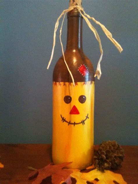 Wine Bottle Decorating Idea - Scarecrow Fall Wine Bottles, Wine Bottle ...