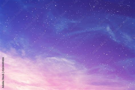 View on a evening purple sky with cirrus clouds and stars (background, abstract) Stock Photo ...