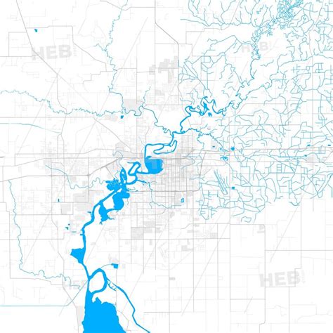 Rich detailed vector map of Lake Charles, Louisiana, USA - HEBSTREITS ...