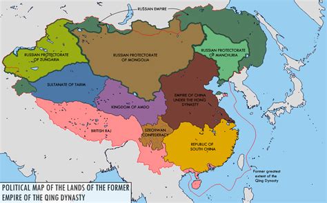 Political Map of the Lands of the Former Empire of the Qing Dynasty : r/imaginarymaps