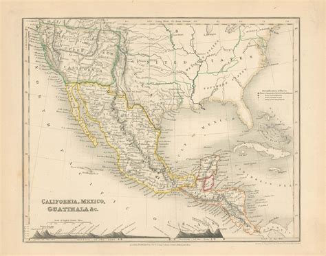 Milner's 1850 Map of California, Mexico, and Guatemala by Reverend ...