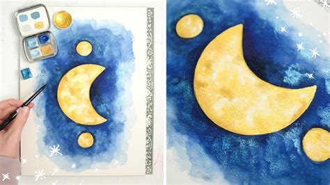 EASY Watercolor Moon Tutorial | Watercolor Night Sky - YouTube