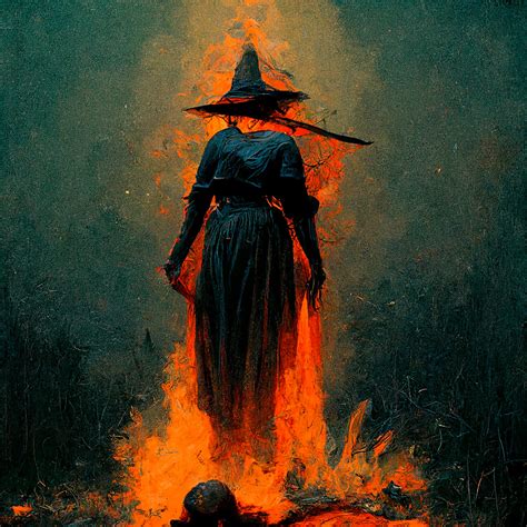 The Burning Witch. A Dark Art Digital Print - Etsy