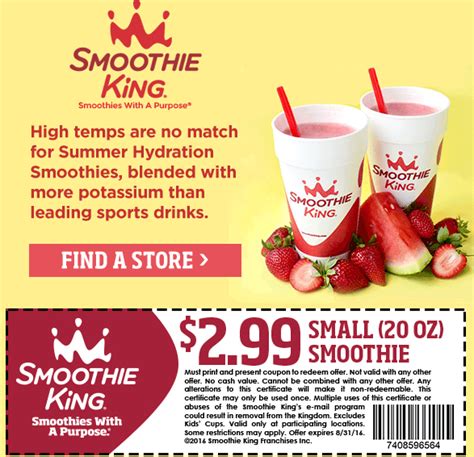 Smoothie King Coupons - $3 smoothie at Smoothie King