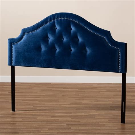 Baxton Studio Cora Tufted Velvet and Wood Queen Headboard in Royal Blue ...