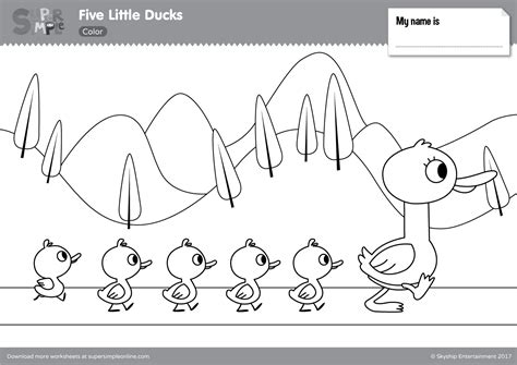 Five Little Ducks Coloring Pages - Super Simple