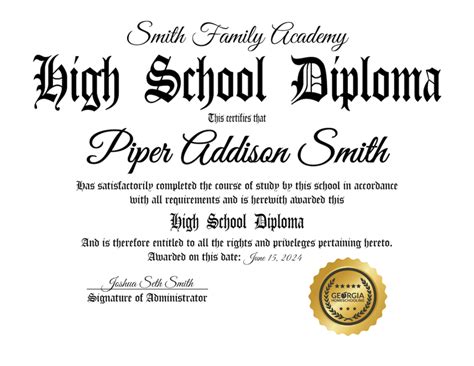 Certificates and Awards - Georgia Homeschooling