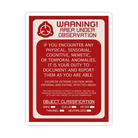 Scp Foundation Red Warning Signage - Red Background Sticker by ToadKingStudios | Foundation ...