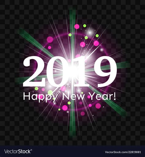 Beautiful fireworks greetings happy new year 2019 Vector Image