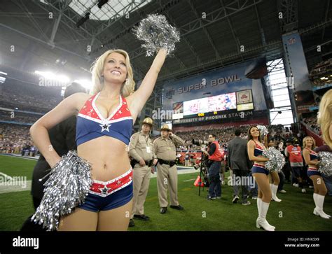 New England Patriots' cheerleaders at Super Bowl XXLII in Glendale, AZ on Sunday, Feb. 3, 2008 ...