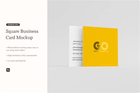 Square Business Card Mockup 2 - Design Cuts