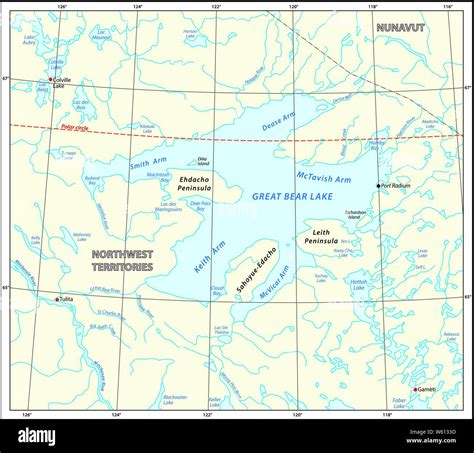 Detailed map of the Great Bear Lake Northwest Territories canada Stock ...