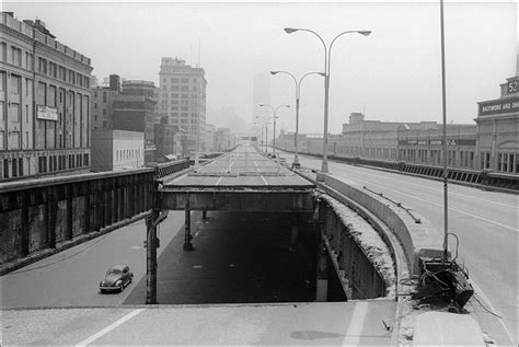 View of a collapsed section of the West Side Highway, New York, New ...