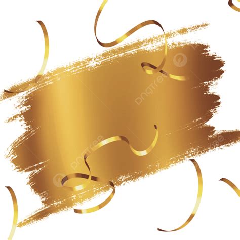 Golden Brush Strokes With Celebration Ribbon, Brush Strokes, Golden Brush, Ribbon PNG ...