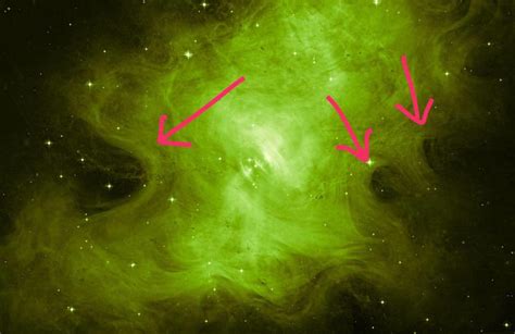 What are the large round dark "holes" in this NASA Hubble image of the Crab Nebula? - Astronomy ...