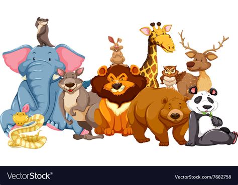 Wild animals living together Royalty Free Vector Image