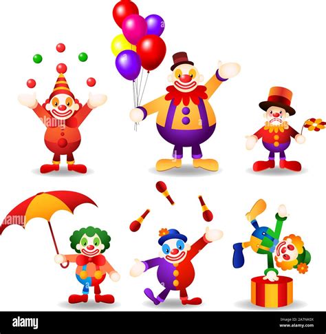 circus clown set cartoon vector illustrations Stock Vector Image & Art - Alamy