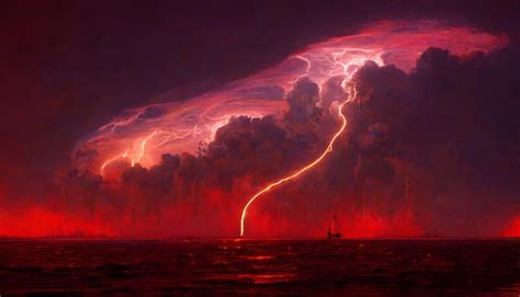 Premium Photo | Red lightning storm