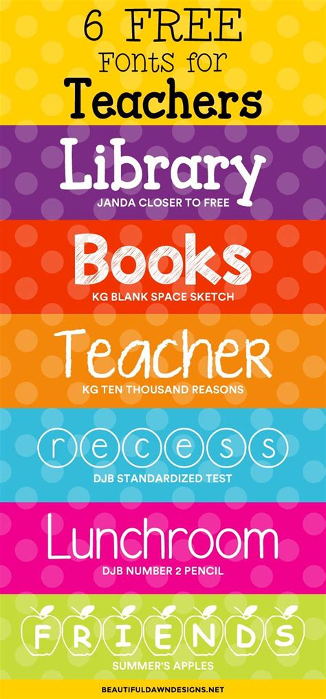 6 Free Fonts for Teachers - Beautiful Dawn Designs