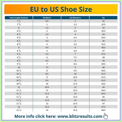 Euro Us Shoe Size - US to Euro Shoe Size Conversion Chart | Shoe size ...