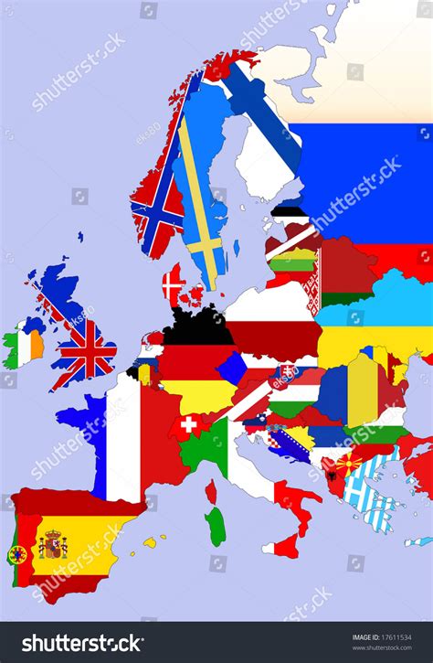 Color Illustration Europe Map Flags Countries Stock Illustration 17611534 | Shutterstock