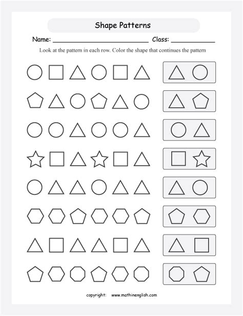 Geometric Patterns Math Worksheets