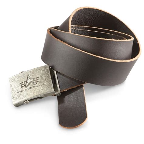 Alpha Industries Military-style Leather Belt, Brown - 622620, Tactical ...