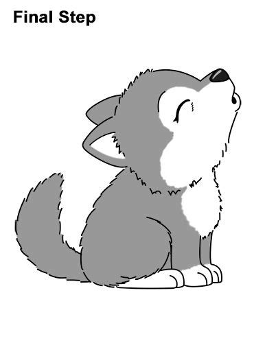 How to Draw a Wolf Howling (Cartoon)