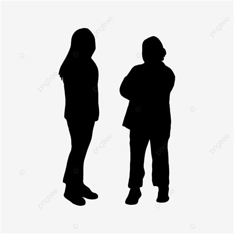 Two People Talking Silhouette Vector PNG, People Silhouettes Arguing ...