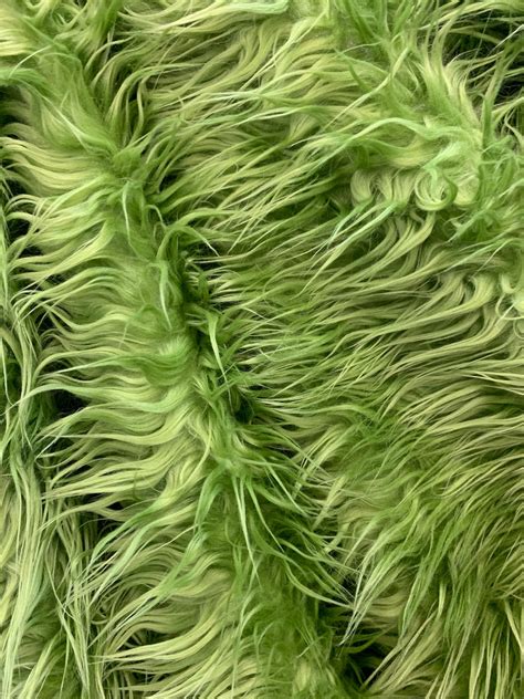 Lime Green Canadian Faux Fur Fabric by the Yard Mongolian Long Pile Fur ...