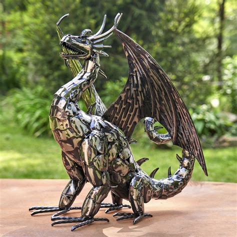 Garden Metallic Dragon Statue Metal Dragon Statuary Garden | Etsy